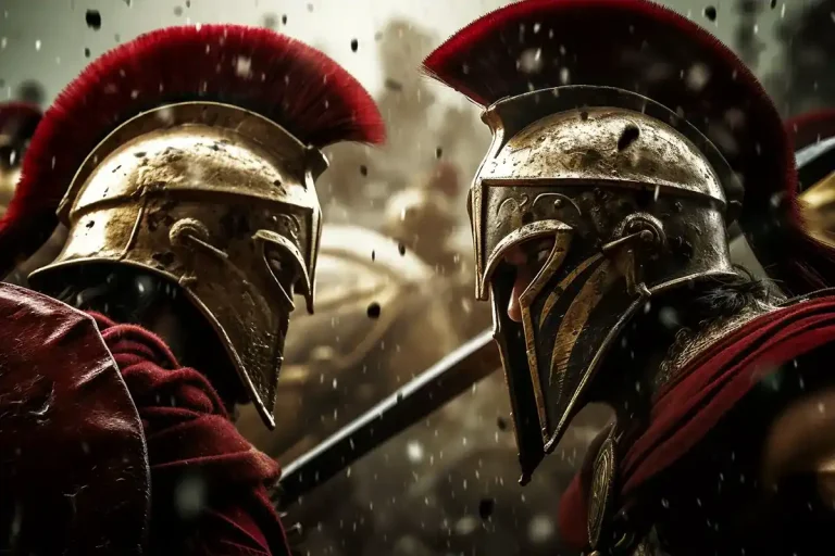 Deux légionnaires au combat, les visages cachés sous leurs casques.
